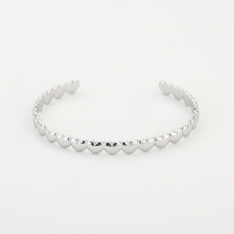 Silver Hearts Bangle Bracelet