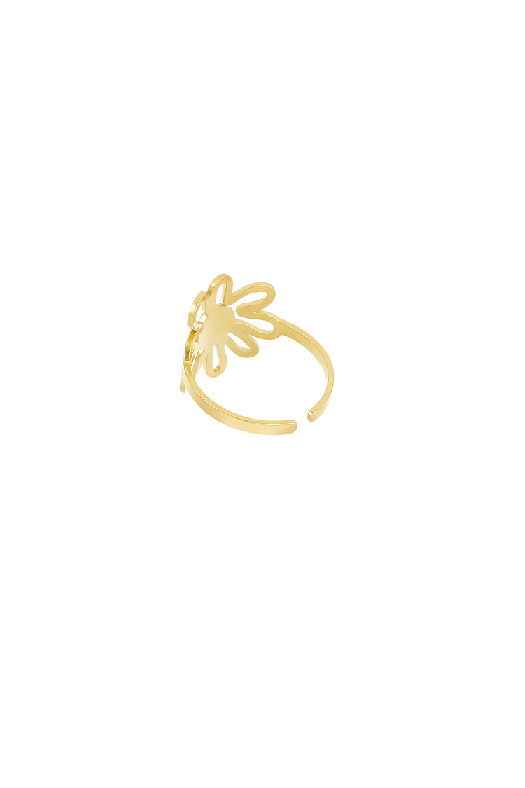 Gold Happy Face Flower Ring