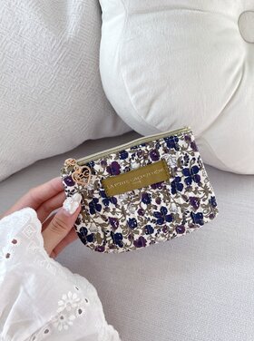 Ava Small Flower Wallet Pouch / Olive Purple
