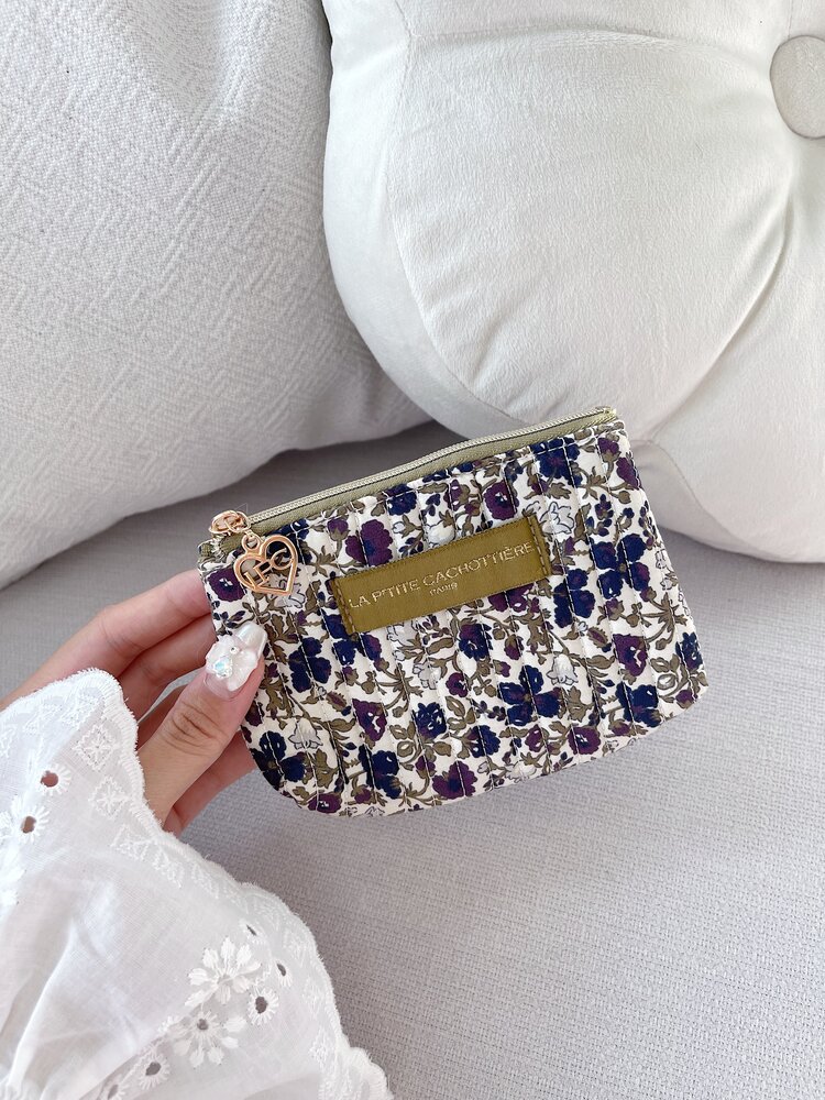 Ava Small Flower Wallet Pouch / Olive Purple