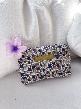 Marly Flower Toiletry Bag / Olive Purple (Medium)