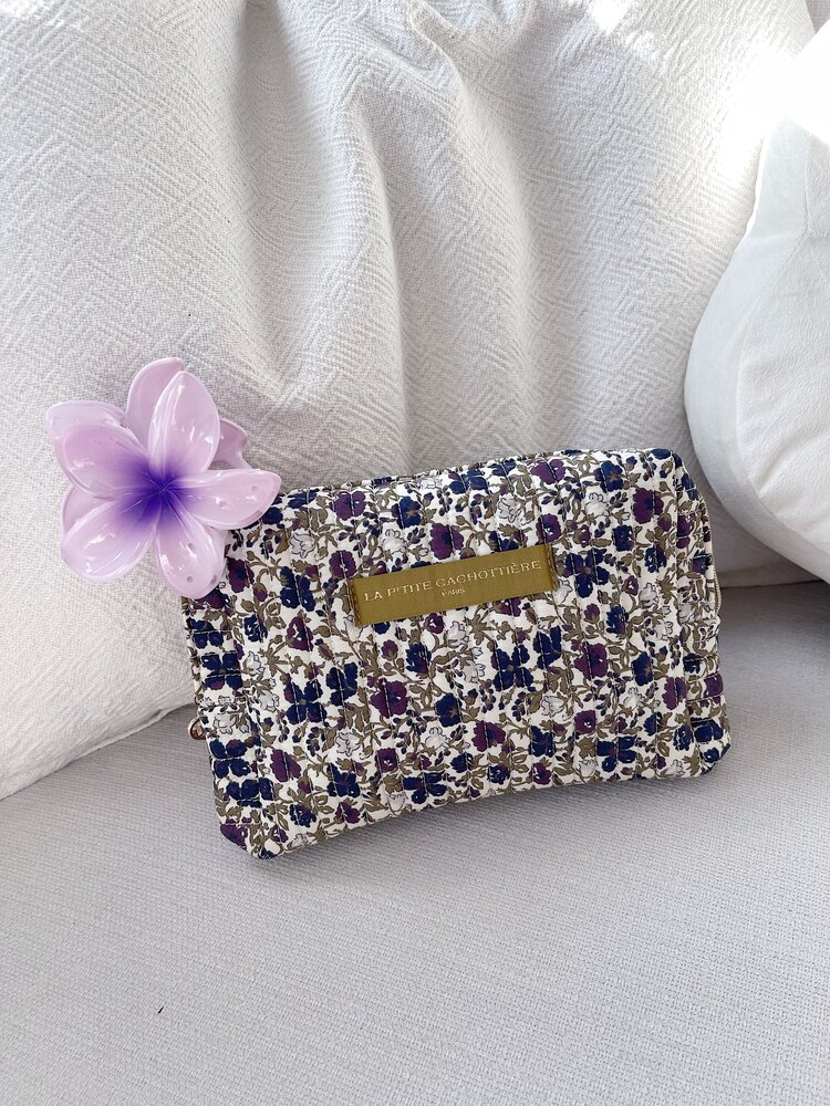 Marly Flower Toiletry Bag / Olive Purple (Medium)