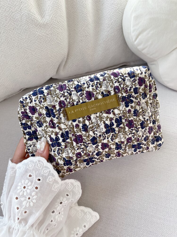 Marly Flower Toiletry Bag / Olive Purple (Medium)