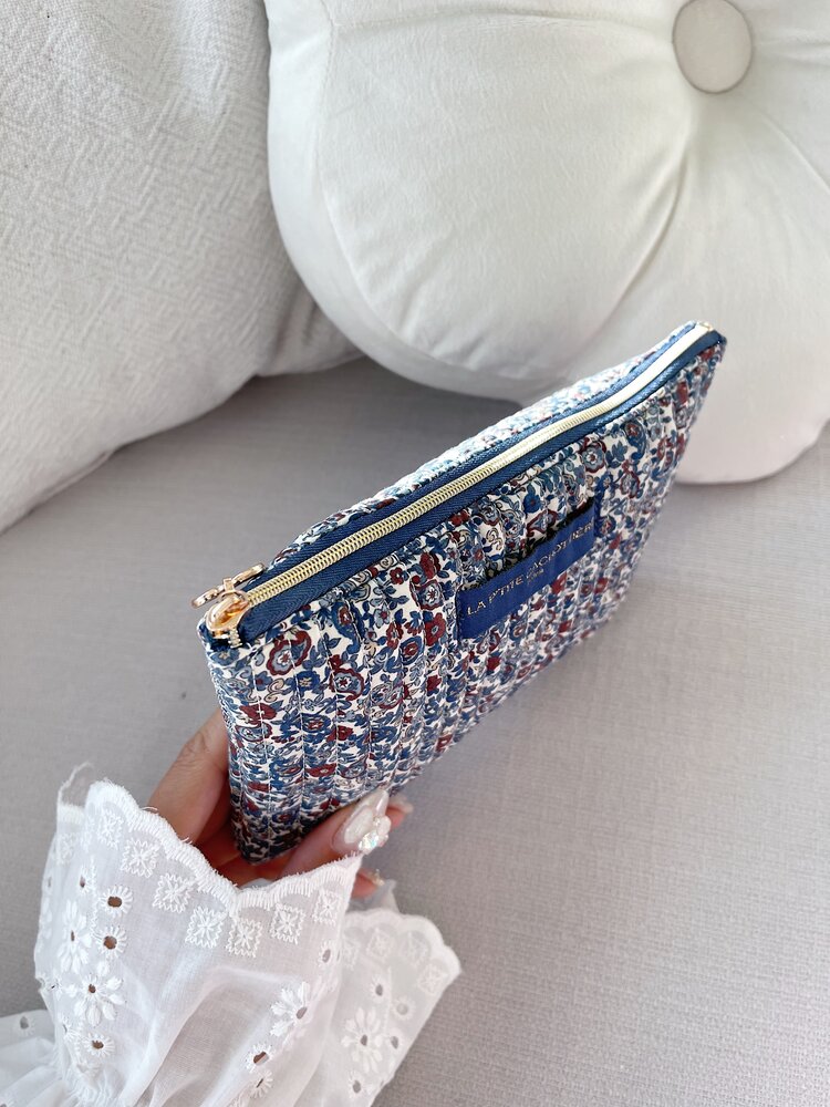 Lizzie Flower Pouch / Denim Blue