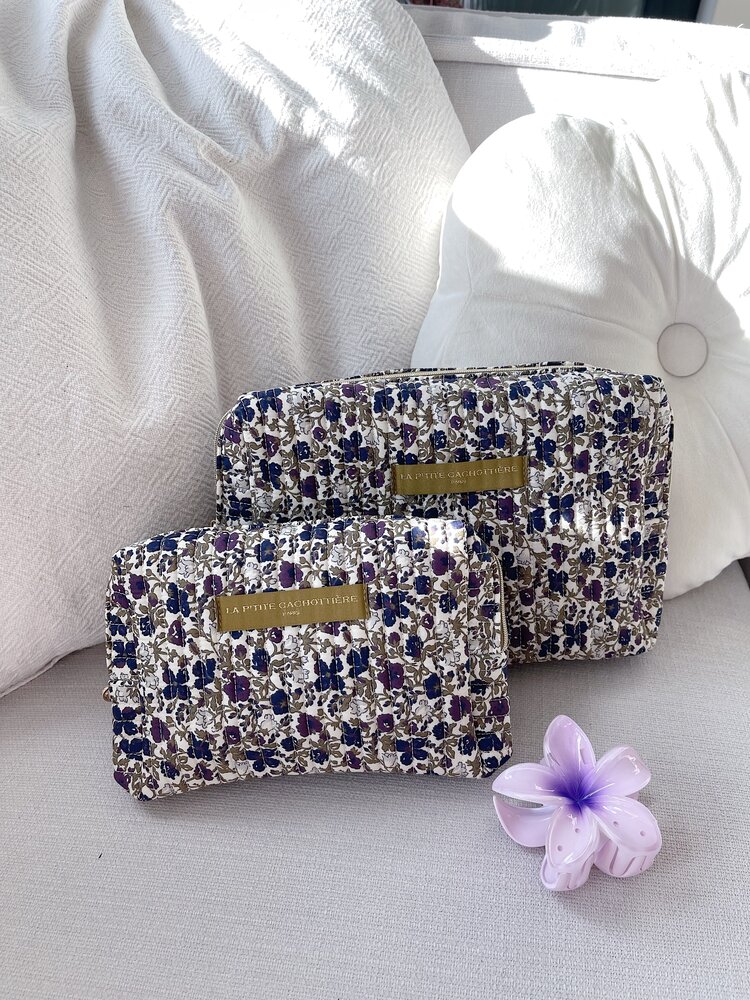 Marly Flower Toiletry Bag / Olive Purple (Large)