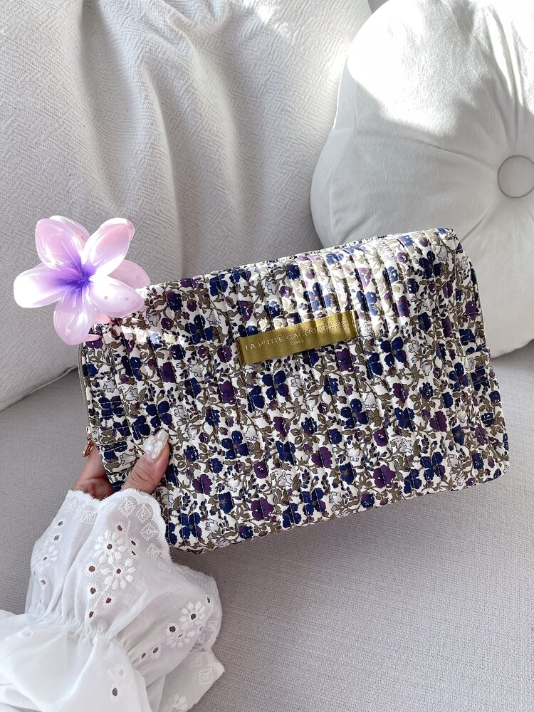 Marly Flower Toiletry Bag / Olive Purple (Large)
