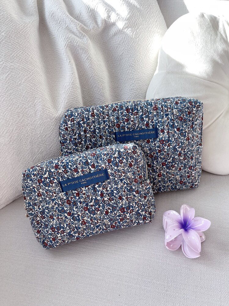 Marly Flower Toiletry Bag / Denim Blue (Large)