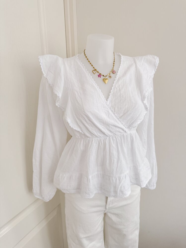 Nayla Embroidered Blouse / White