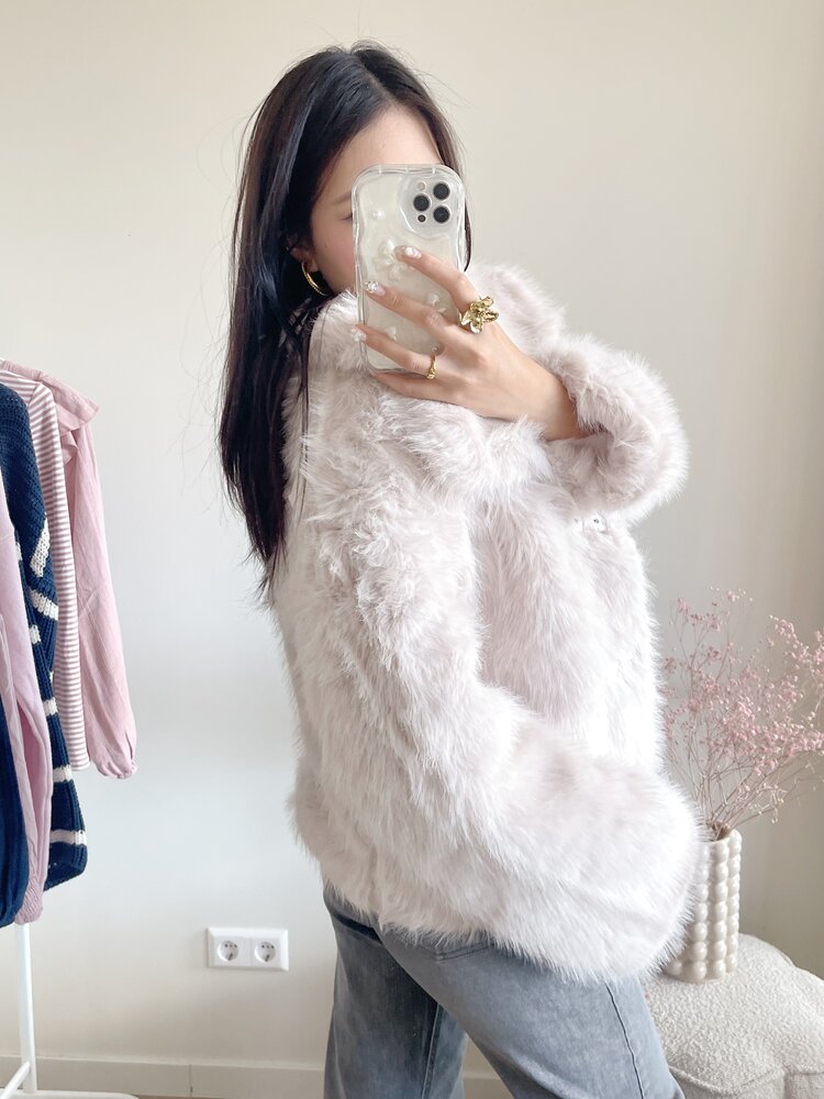 Maia Faux Fur Coat / Cream