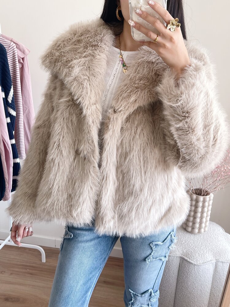 Maia Faux Fur Coat / Taupe