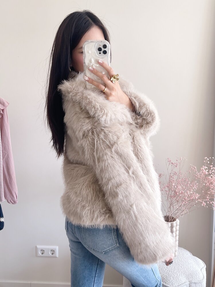 Maia Faux Fur Coat / Taupe