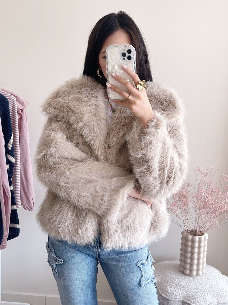 Maia Faux Fur Coat / Taupe