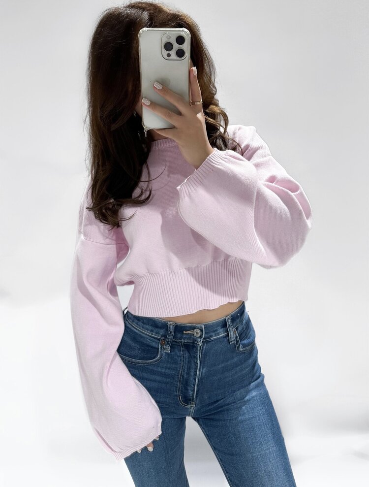 Lana Basic Crop Sweater / Baby Pink
