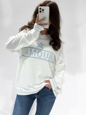 Amour Star Knit Sweater / White