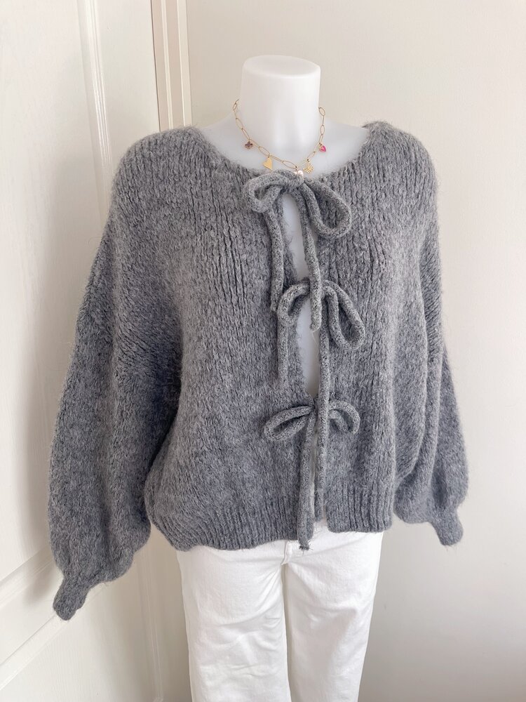 Nimi Bow Knit Sweater / Dark Grey