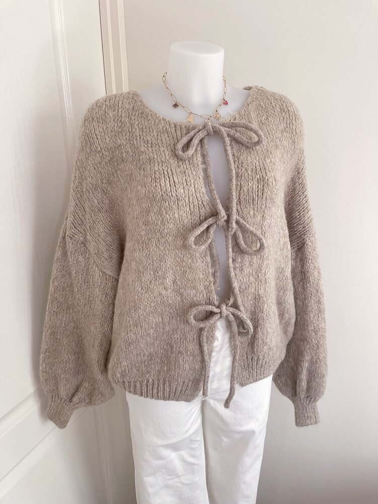 Nimi Bow Knit Sweater / Taupe