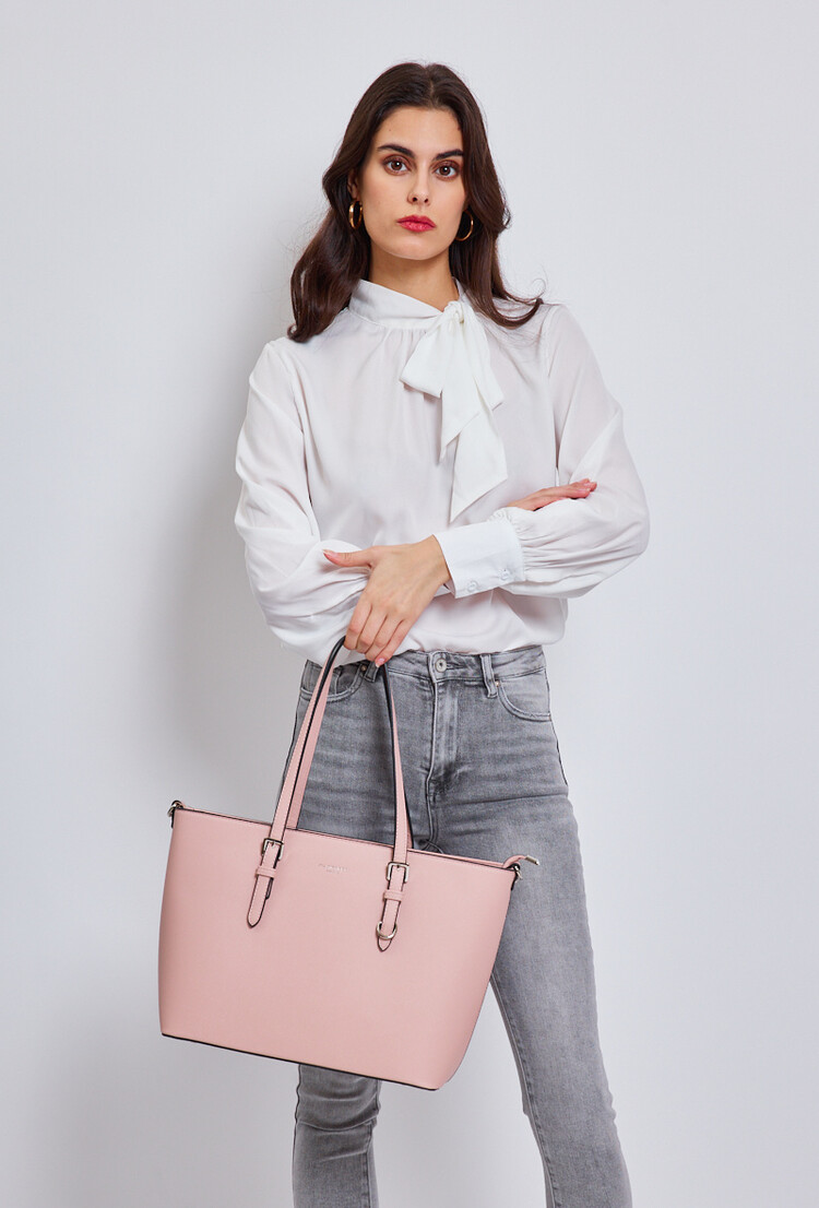 Flora Basic Shoulder Bag / Pink & Silver