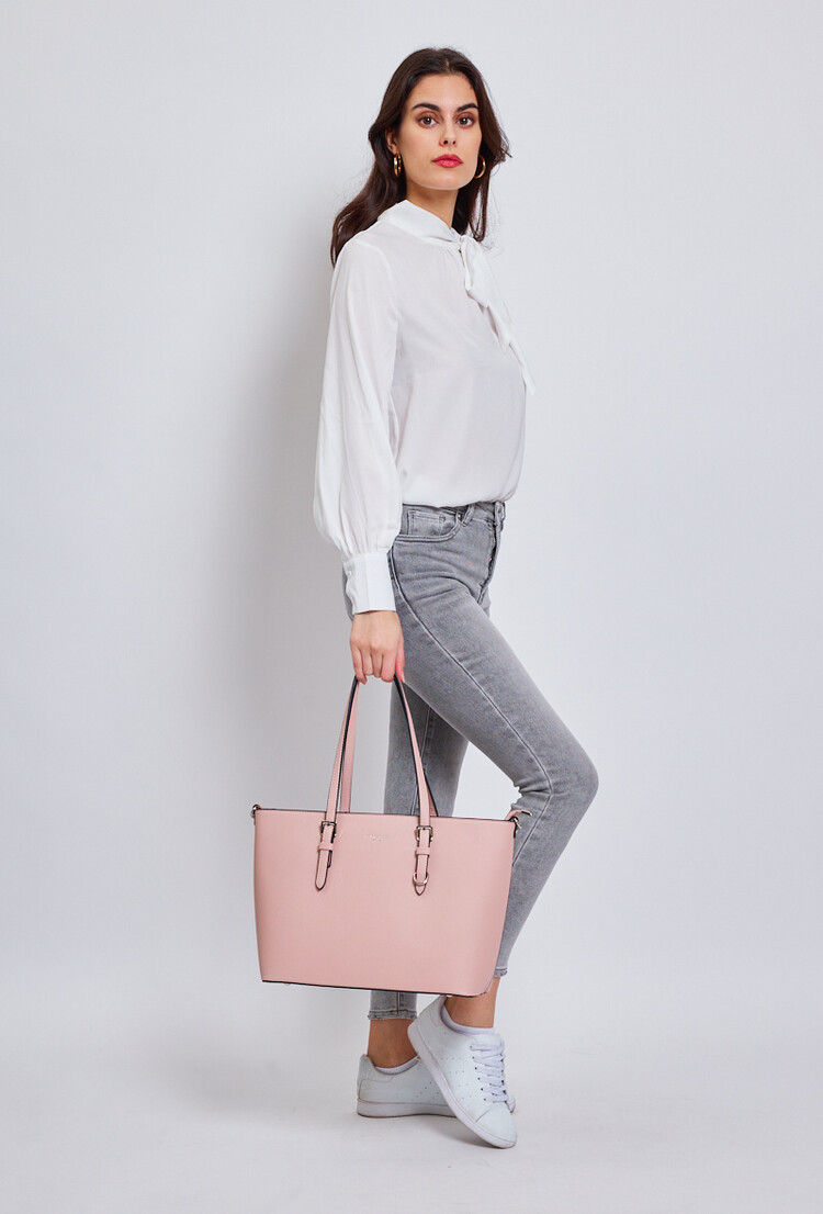 Flora Basic Shoulder Bag / Pink & Silver