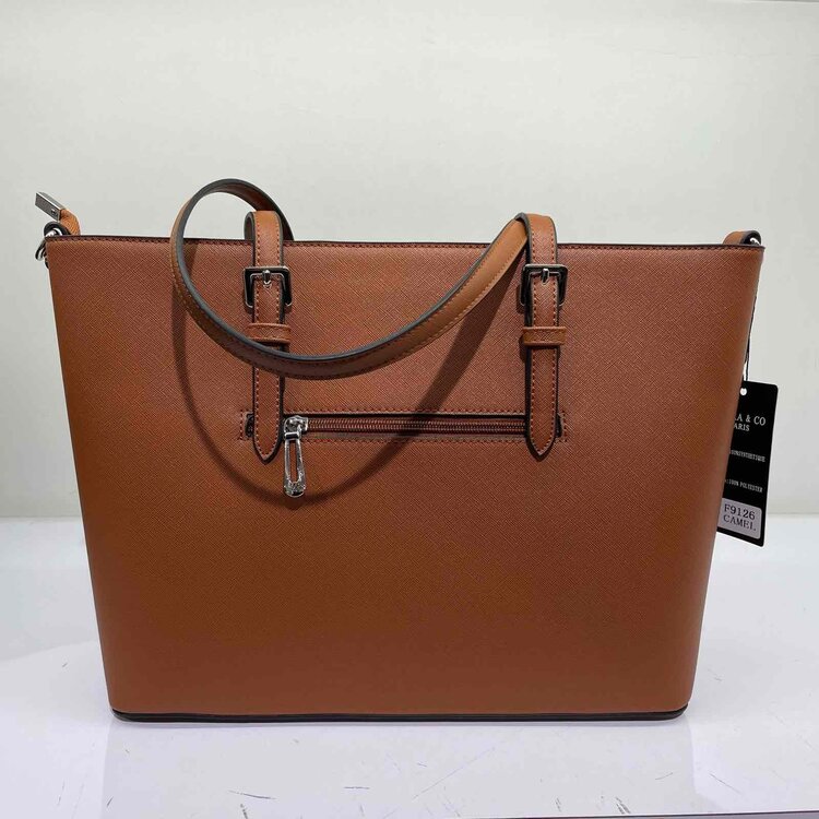 Flora Basic Shoulder Bag / Camel & Silver