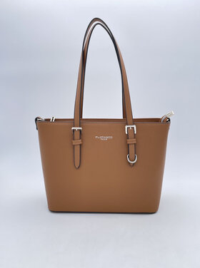 Flora Basic Shoulder Bag / Camel & Silver
