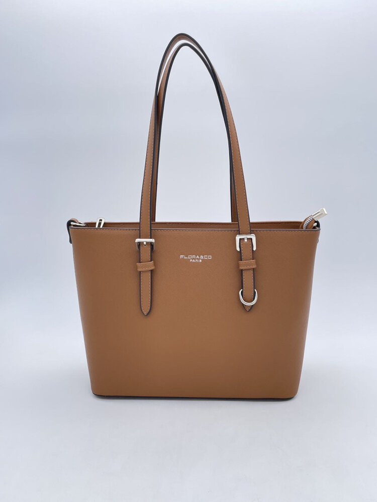 Flora Basic Shoulder Bag / Camel & Silver