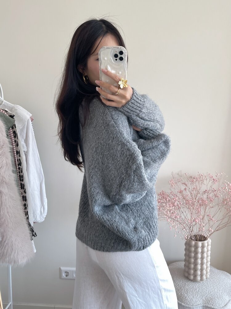 Nimi Bow Knit Sweater / Dark Grey