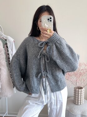 Nimi Bow Knit Sweater / Dark Grey