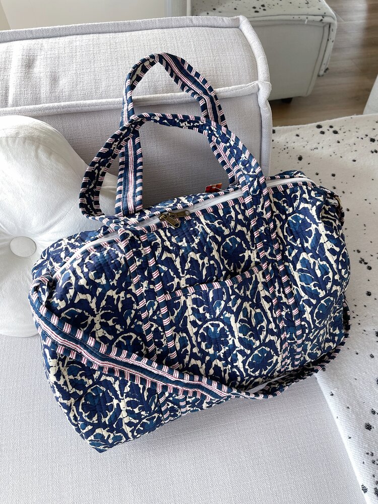 Yasmina Flower Travel Bag / Navy Blue