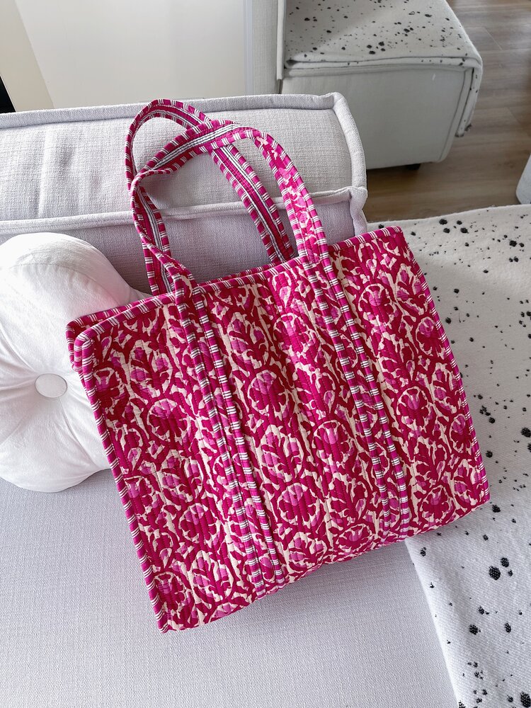 Macie Flower Shopper Bag / Red Pink