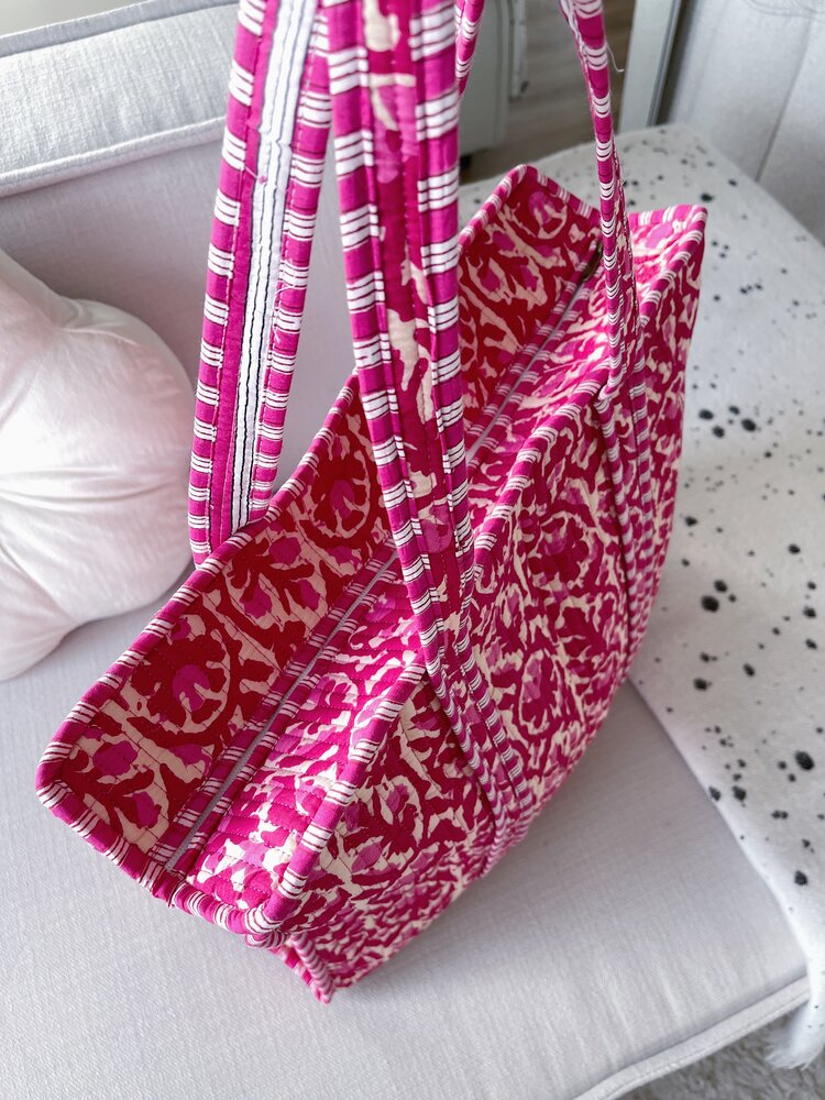 Macie Flower Shopper Bag / Red Pink
