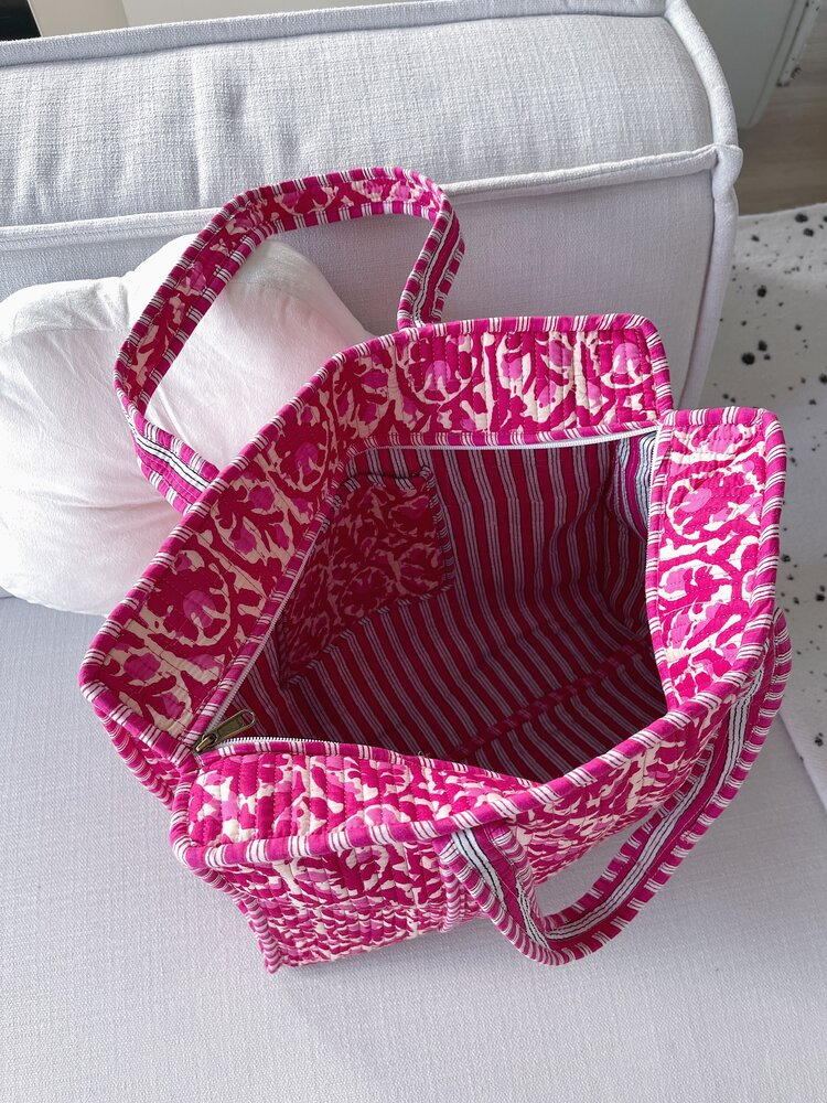 Macie Flower Shopper Bag / Red Pink