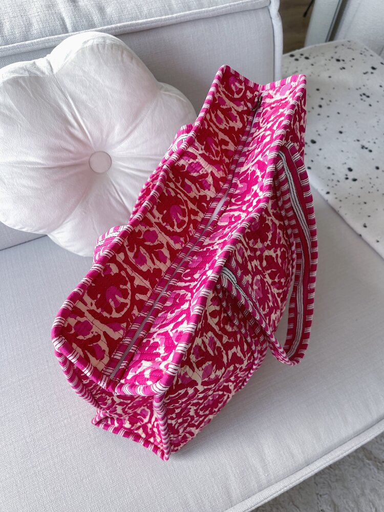 Macie Flower Shopper Bag / Red Pink
