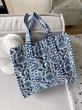 Macie Flower Shopper Bag / Light Blue
