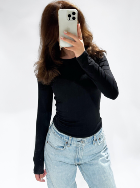 Kylie Basic Long Sleeve Top / Black