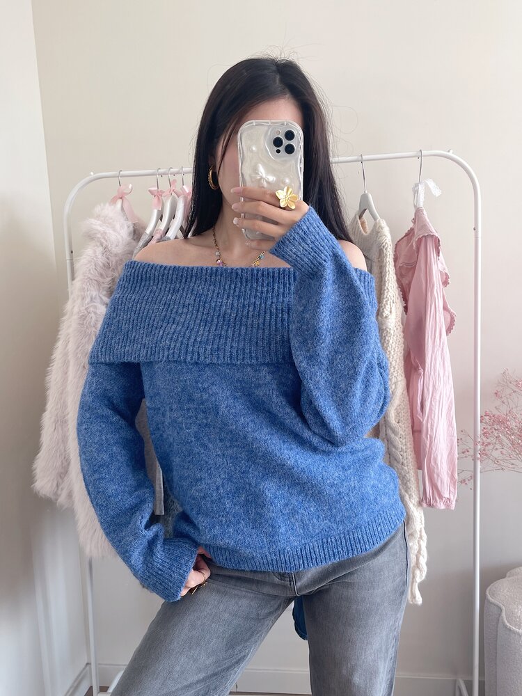 Lumi Off Shoulder Sweater / Denim Blue