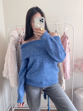Lumi Off Shoulder Sweater / Denim Blue