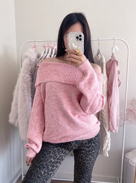 Lumi Off Shoulder Sweater / Light Pink