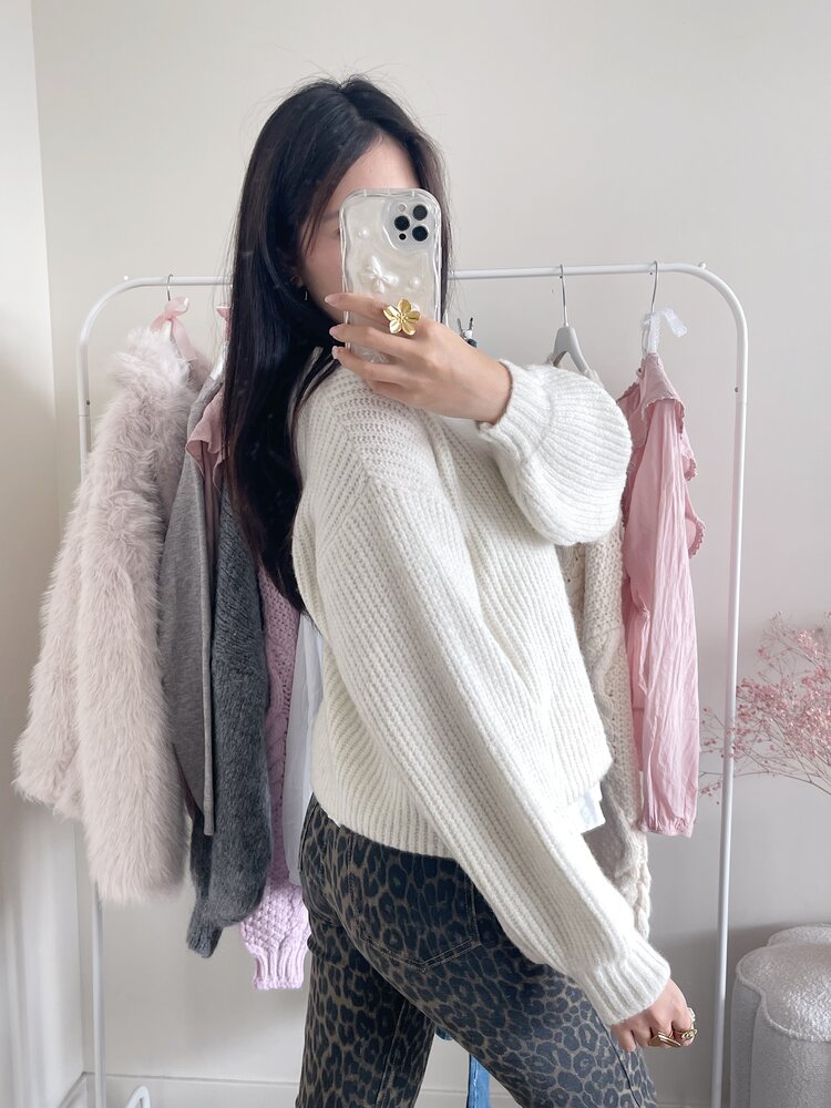 Mathilde Button Knit Cardigan / Ecru