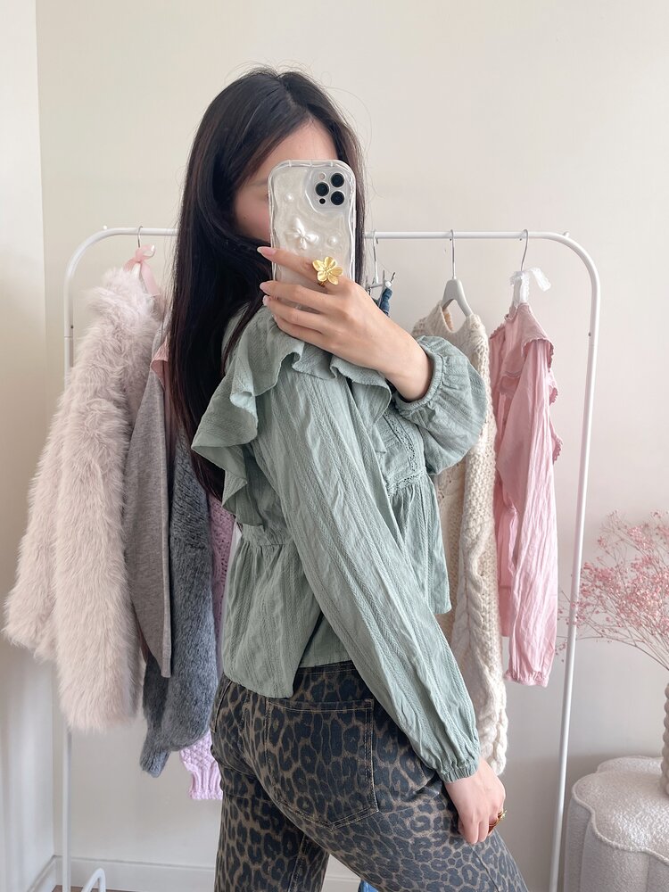 Salina Embroidered Blouse / Army Green