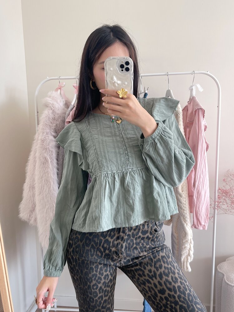 Salina Embroidered Blouse / Army Green