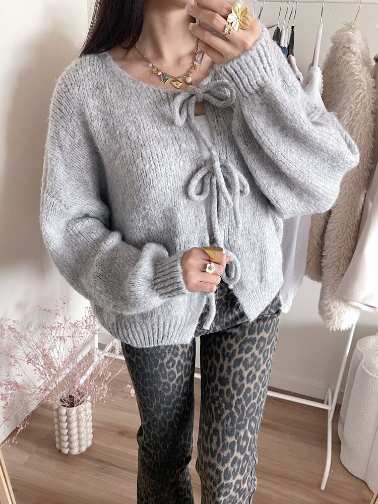 Nimi Bow Knit Sweater / Grey