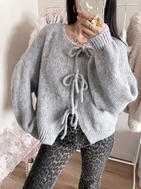 Nimi Bow Knit Sweater / Grey