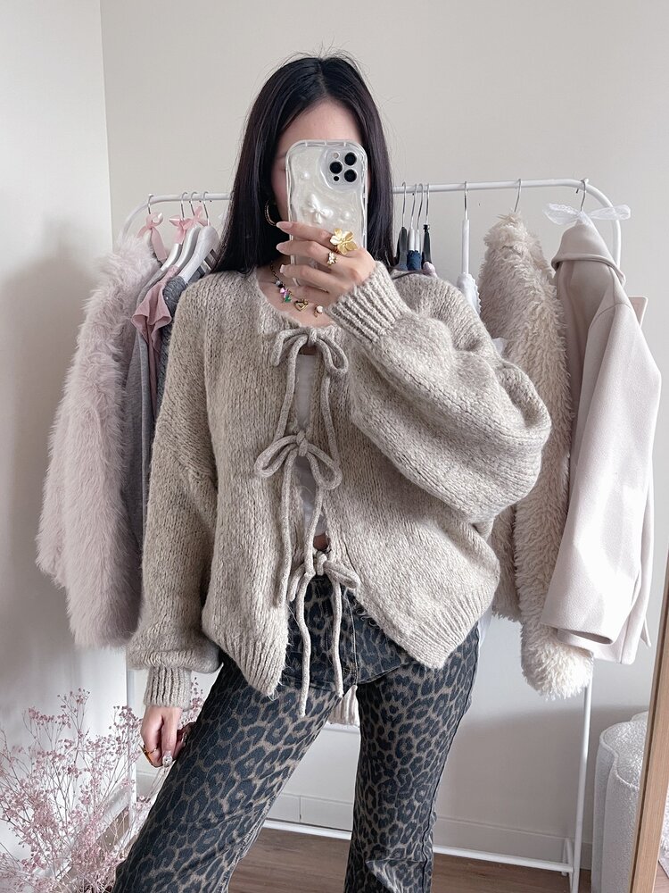 Nimi Bow Knit Sweater / Taupe