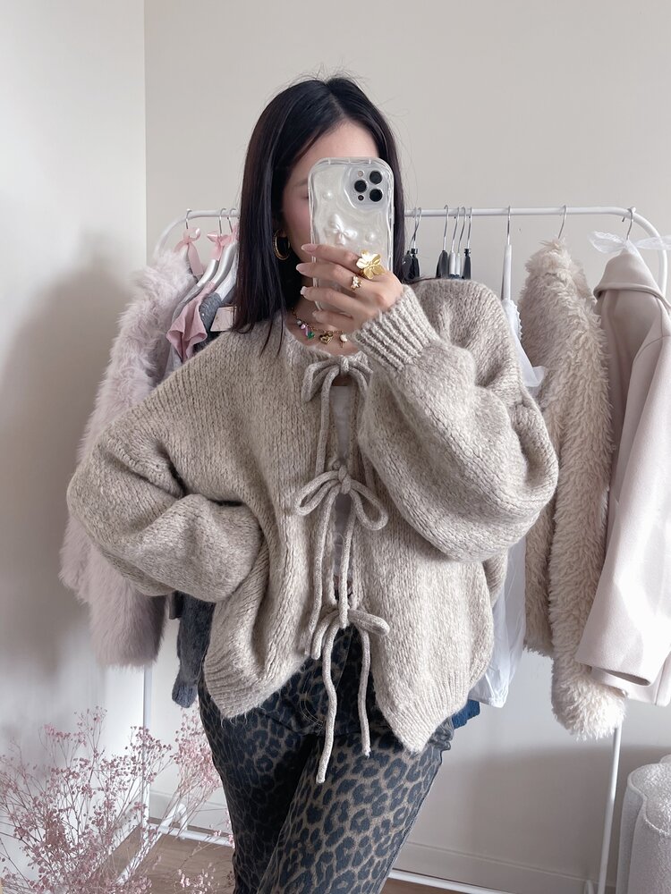 Nimi Bow Knit Sweater / Taupe
