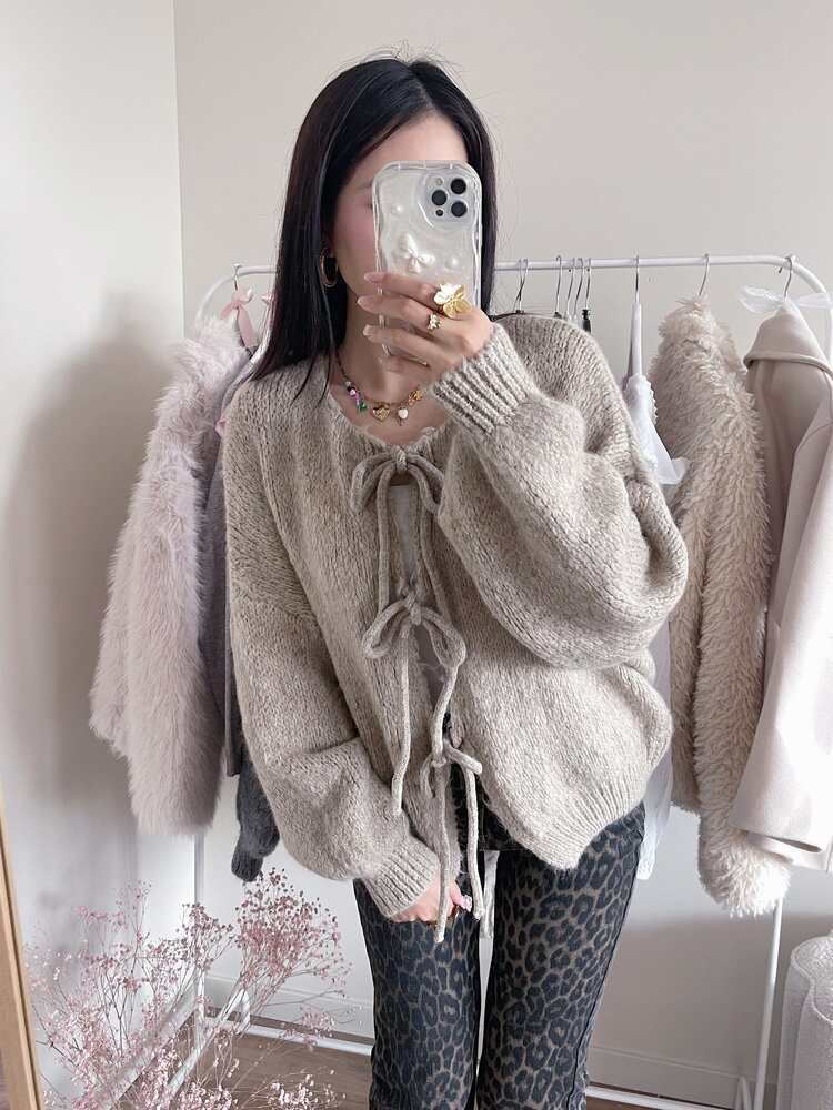 Nimi Bow Knit Sweater / Taupe