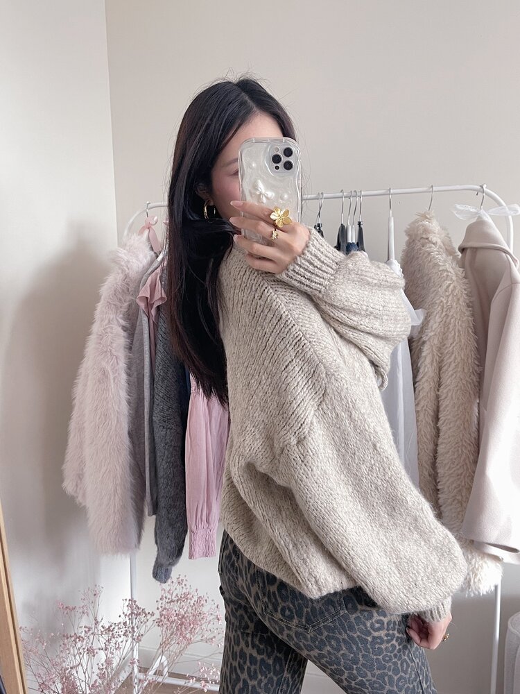 Nimi Bow Knit Sweater / Taupe