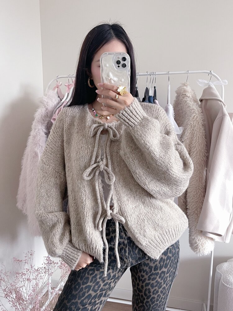 Nimi Bow Knit Sweater / Taupe