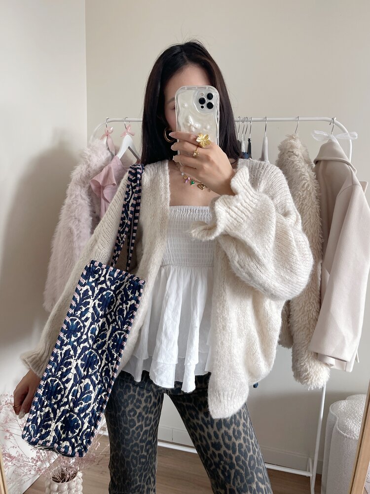 Macie Flower Shopper Bag / Navy Blue