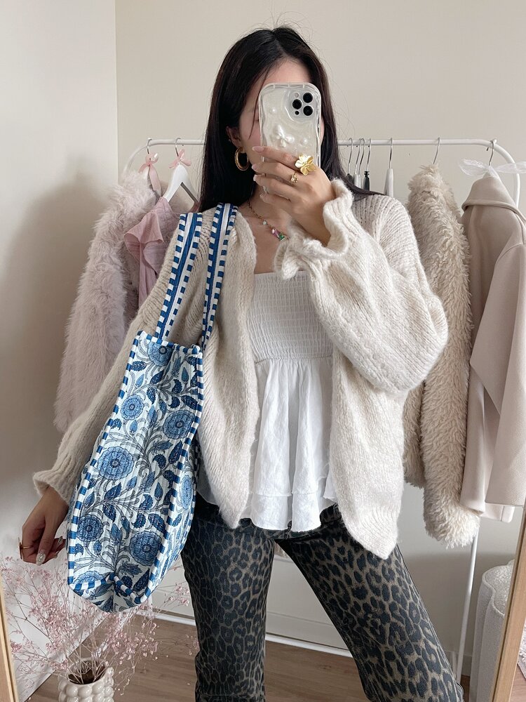 Macie Flower Shopper Bag / Light Blue