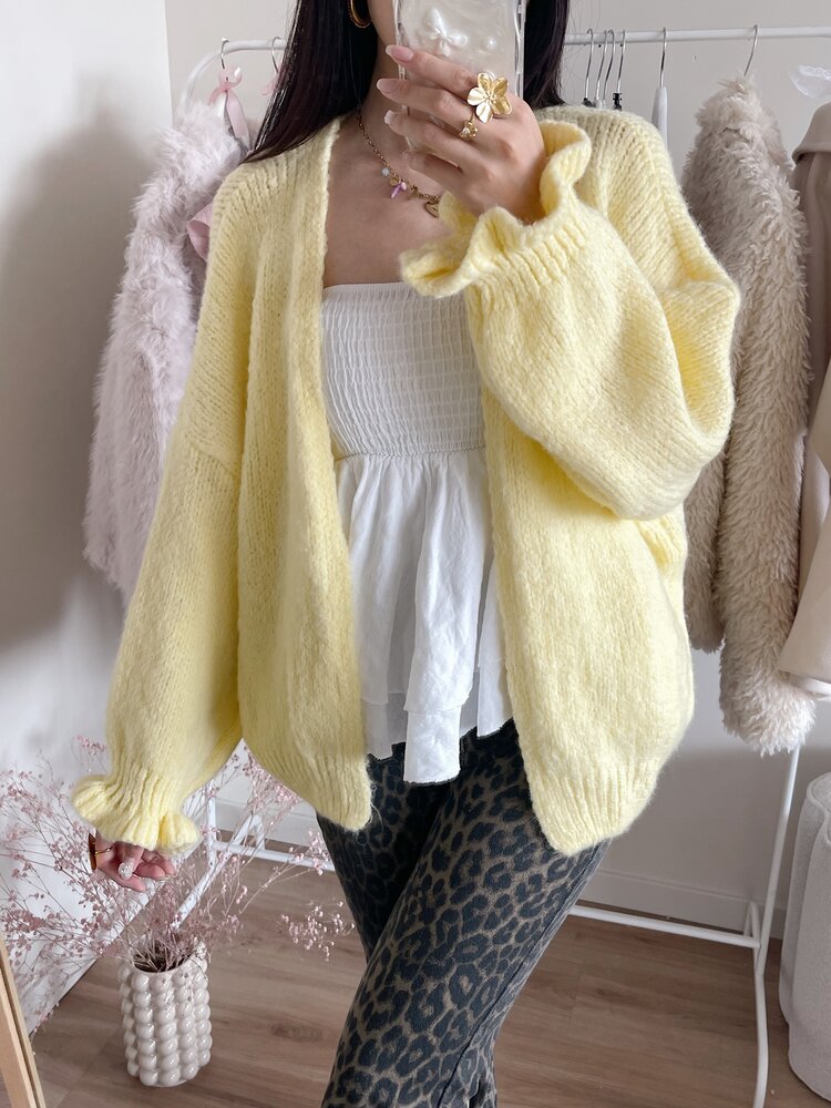 Celia Ruffle Knit Cardigan / Yellow